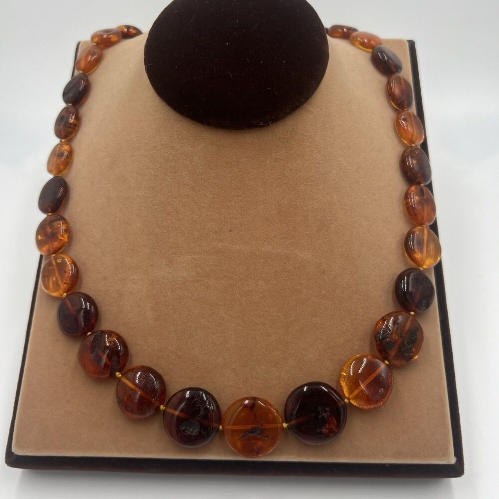 Natural Amber Necklace Baltic Amber Butterscotch Disks 24-25" Length
